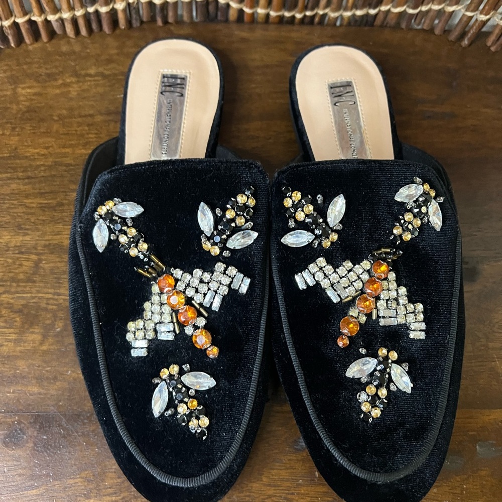 INC Velvet Rhinestone Embellished Mule - Picture 2 of 5